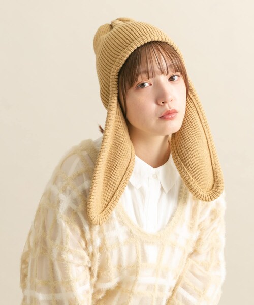 KBF（ケイビーエフ）の「ロングイヤーフラップニットキャップ（ニットキャップ/ビーニー・レディース・RED/BEIGE/BLACK・one）」の19枚目の写真