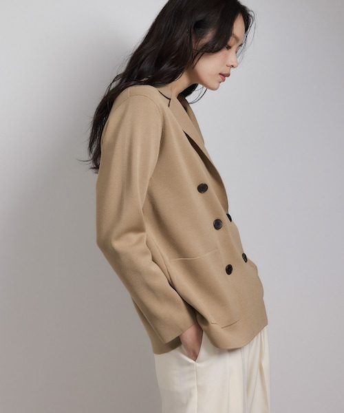 ROPE'（ロペ）の「ミラノリブ ニットダブルジャケット/イージーケア（テーラードジャケット・レディース・ベージュ/ネイビー・36/38）」の12枚目の写真