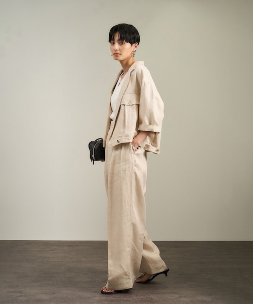 ADAM ET ROPE'（アダムエロペ）の「【WEB限定】プリマベールリブヘンリーネックノースリーブプルオーバー［UVケア・洗える］（タンクトップ・レディース・ブラック/チャコール/オフホワイト・F）」の17枚目の写真