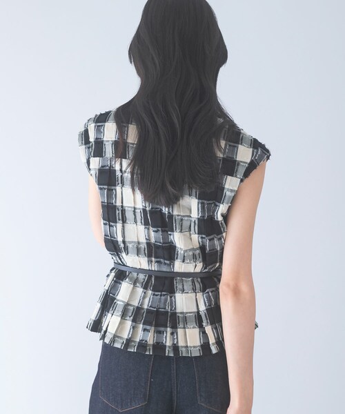 URBAN RESEARCH ROSSO（アーバンリサーチロッソ）の「チェックジャガードタックデザインブラウス（シャツ/ブラウス・レディース・BLACK・Free）」の6枚目の写真
