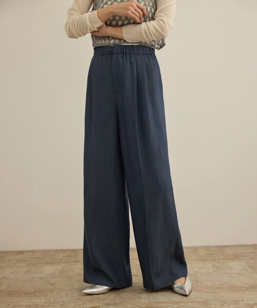 ROPE'（ロペ）の「【洗える・カセット服・新色追加】バックサテンイージーワイドパンツ/お仕事・通勤・セットアップ対応（その他パンツ・レディース・ベージュ/ネイビー/ネイビー系/ブラック・36/38）」の15枚目の写真