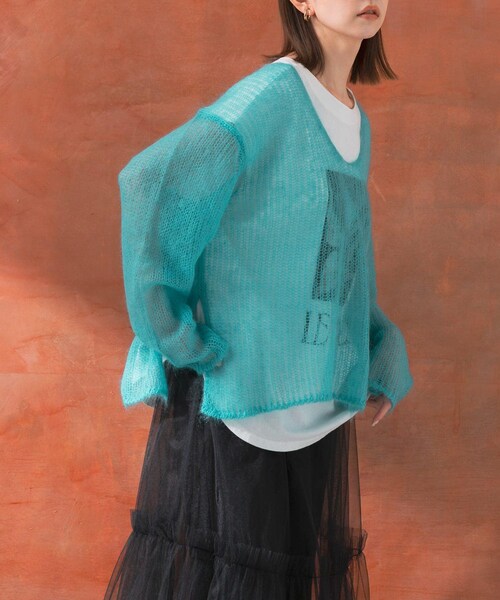 URBAN RESEARCH ROSSO（アーバンリサーチロッソ）の「シアーモヘアVネックプルオーバー（ニット/セーター・レディース・blue/white/yellow・FREE）」の20枚目の写真