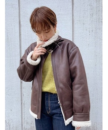 Ungrid | フェイクムートンボアブルゾン(ムートンコート)