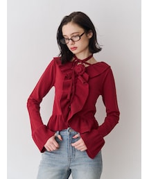 jouetie | ラッフルフリルコサージュニット(ニット/セーター)