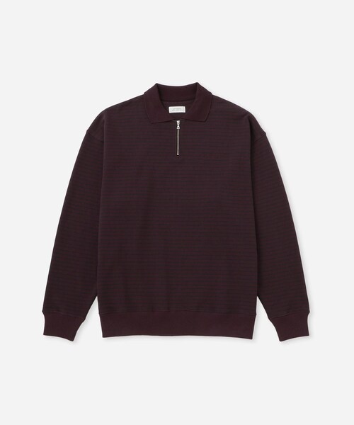 Saturdays NYC(サタデーズ ニューヨークシティ )の「Ryo Stripe Half Zip Polo Sweatshirt(スウェット・レディース・ブラック/ワイン・L/M/S/XL)」の7枚目の写真