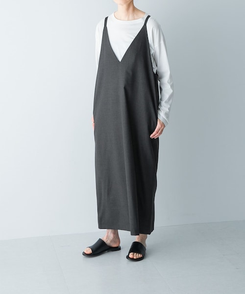 かぐれ（カグレ）の「『2WAY仕様』ウールトロVネックワンピース（ワンピース・レディース・CHARCOAL/BLACK・FREE）」の2枚目の写真