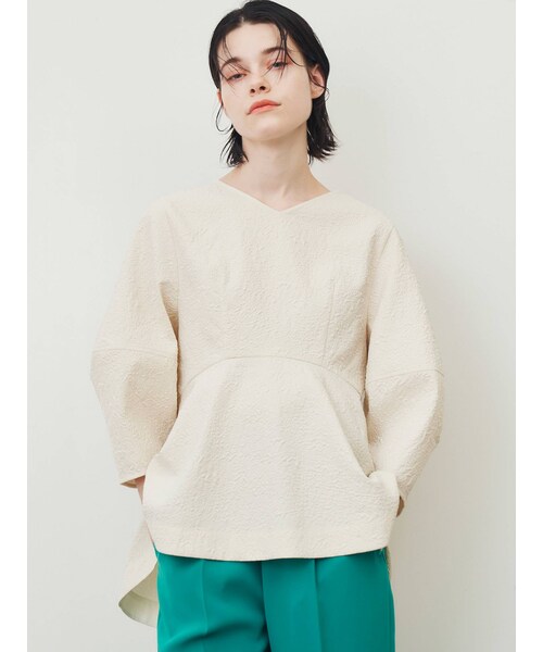 [美品]ELENDEEK COCOON SL PEPLUM JQ BL ELENDEEK（エレンディーク）の「COCOON SL PEPLUM JQ BL（シャツ