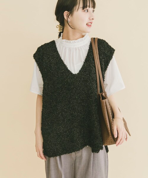 ITEMS URBANRESEARCH(アイテムズ アーバンリサーチ)の「リボンヤーンベスト(ニット/セーター・レディース・OFF/BLK/CHA・Free)」の12枚目の写真