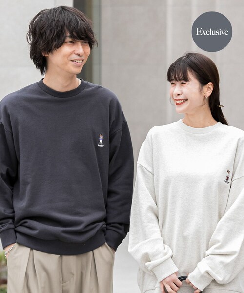 SENSE OF PLACE by URBAN RESEARCH(センスオブプレイスバイアーバンリサーチ)の「(別注)テディベアスウェットシャツ(スウェット・メンズ・CHARCOAL/OATMEAL/ORANGE・M/L)」の1枚目の写真