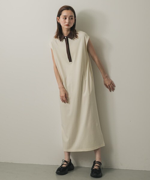 SENSE OF PLACE by URBAN RESEARCH（センスオブプレイスバイアーバンリサーチ）の「カットポロシャツワンピース（ワンピース・レディース・IVORY/CHARCOAL/BROWN・COMPACT/one）」の5枚目の写真