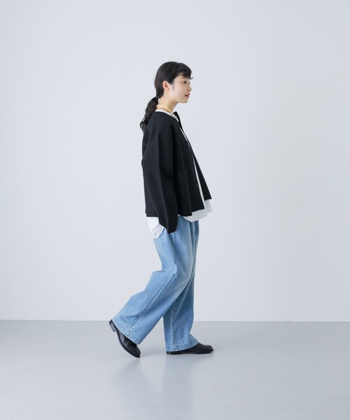 かぐれ（カグレ）の「圧縮ウールショートジャケット（ノーカラージャケット・レディース・GREGE/BLACK・Free）」の10枚目の写真