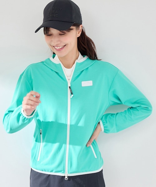 ROPE'（ロペ）の「【UV】【吸水速乾】エコカノコ配色使い長袖パーカー（パーカー・レディース・ブラック/ホワイト/ライトグリーン・L/M/S）」の7枚目の写真