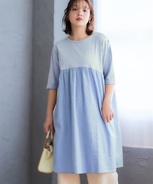 nissen | <大きいサイズ>綿100%ドビー切替チュニック(チュニック)