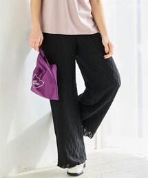 nissen | ＜大きいサイズ＞カットソーレースストレートパンツ（ゆったりヒップ）(パンツ)