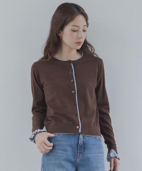 URBAN RESEARCH Sonny Label（アーバンリサーチサニーレーベル）の「配色フリルニットカーディガン（カーディガン/ボレロ・レディース・グレー/ネイビー/ブラウン・Free）」の22枚目の写真