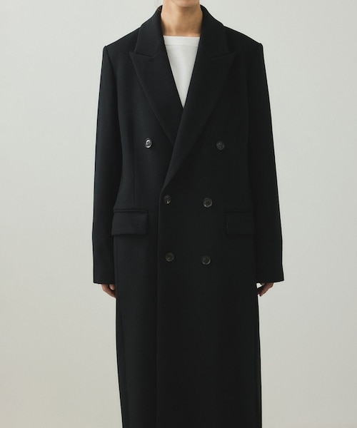 ADAM ET ROPE'（アダムエロペ）の「【EMOELLE】ピークドラペルダブルコート（チェスターコート・レディース・ブラック/ベージュ系・36/38）」の20枚目の写真