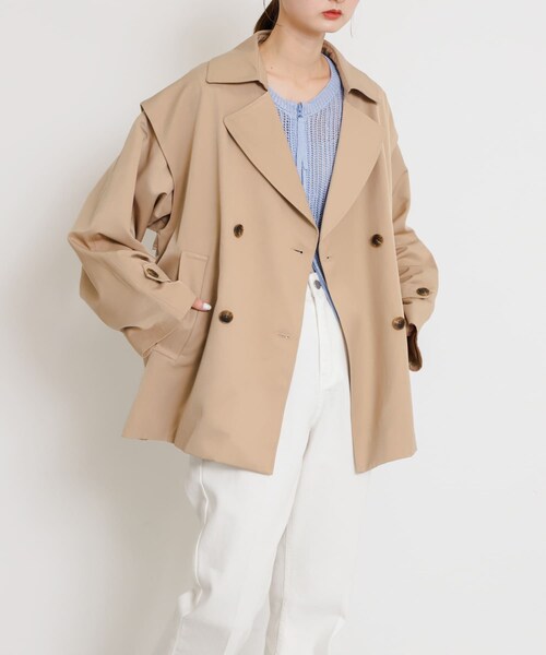 SENSE OF PLACE by URBAN RESEARCH（センスオブプレイスバイアーバンリサーチ）の「2WAYショートトレンチコート（ステンカラーコート・レディース・IVORY/BEIGE・one）」の18枚目の写真