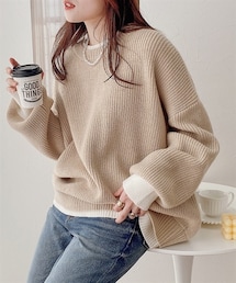 nissen | 重ね着風オーバーサイズニットトップス(ニット/セーター)