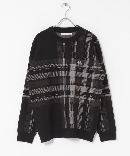 URBAN RESEARCH Sonny Label（アーバンリサーチサニーレーベル）の「OOPS　ビッグチェックニット（ニット/セーター・メンズ・BLACK/BEIGE/GREEN・M/L/XL）」の9枚目の写真