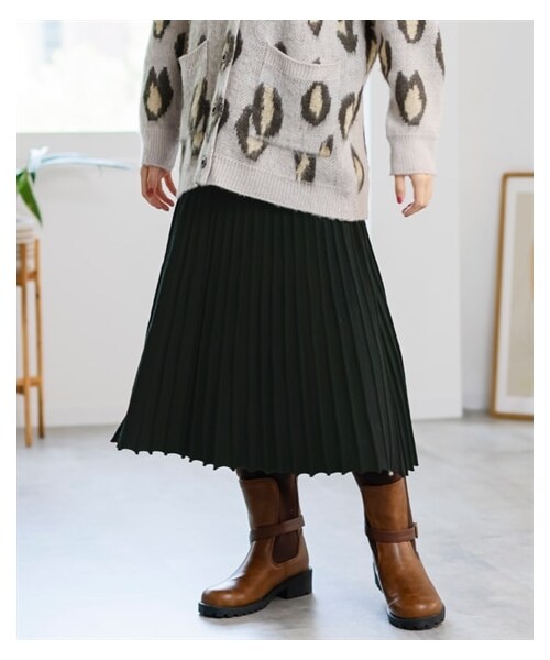nissen（ニッセン）の「大きいサイズニットプリーツスカート（ゆったりヒップ）（スカート・レディース・ベージュ/黒・L/LL/3L/4L/5L/6L/8L/10L）」の3枚目の写真