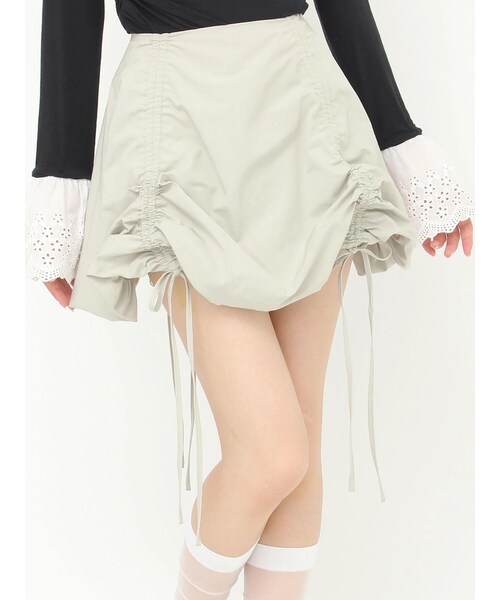 CALNAMUR（カルナムール）の「ドロストバルーンミニスカート（スカート・レディース・ホワイト/グリーン/ブラウン・F）」の7枚目の写真