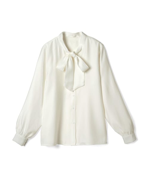 GRL（グレイル）の「ボウタイブラウス（シャツ/ブラウス・レディース・イエロー/オフホワイト・F）」の2枚目の写真