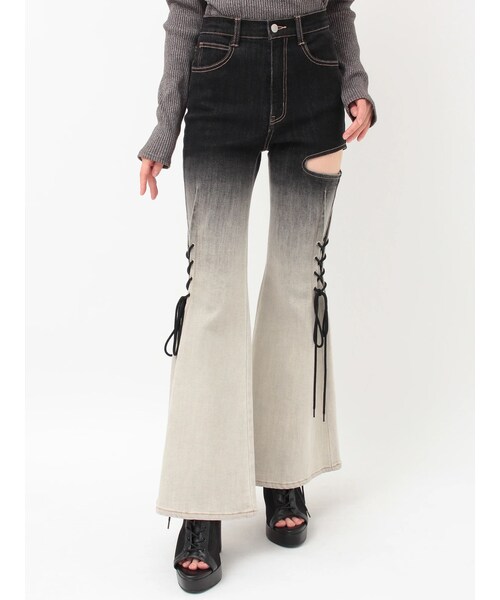 EATME（イートミー）の「サイドレースアップカットアウトデニムパンツ（デニムパンツ・レディース・アイスブルー/ミックス・S/M）」の6枚目の写真