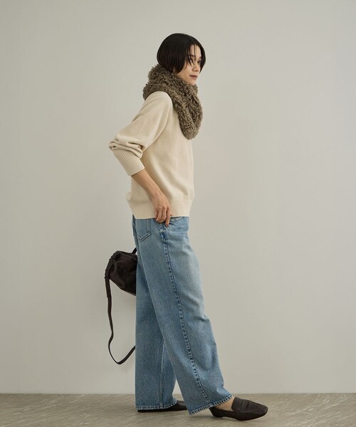 ADAM ET ROPE'（アダムエロペ）の「【HELEN MOORE（ヘレンムーア）】ラウンドアシンメトリースカーフ（ストール/ショール・レディース・ブラウン系・F）」の7枚目の写真