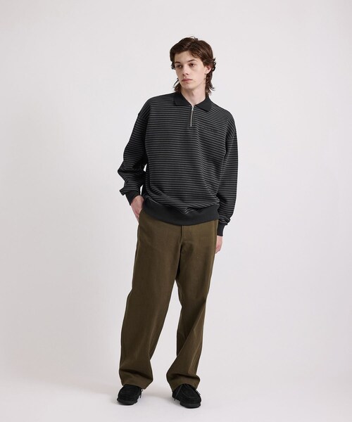 Saturdays NYC(サタデーズ ニューヨークシティ )の「Ryo Stripe Half Zip Polo Sweatshirt(スウェット・レディース・ブラック/ワイン・L/M/S/XL)」の21枚目の写真