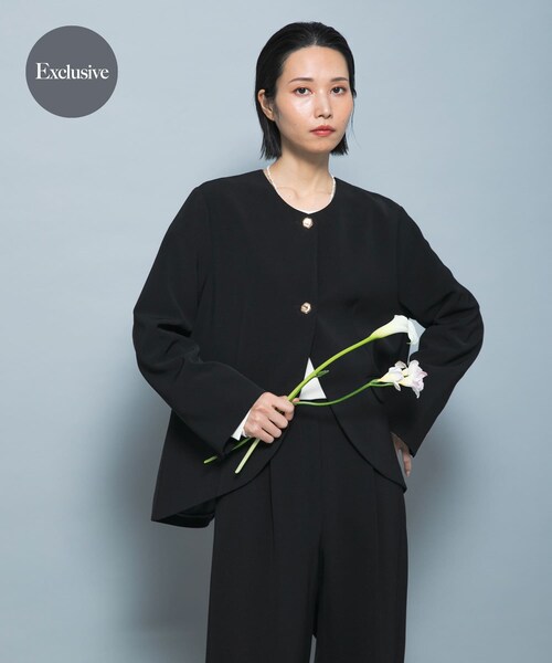 URBAN RESEARCH ROSSO（アーバンリサーチロッソ）の「『別注』CHIGNON×ROSSO　ラウンドヘムジャケット（その他アウター・レディース・OWHITE/BLACK・Free）」の2枚目の写真