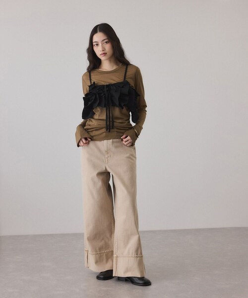 ADAM ET ROPE'（アダムエロペ）の「【サステナブル】ニットフリルビスチェ（ベスト・レディース・ブラック・F）」の3枚目の写真