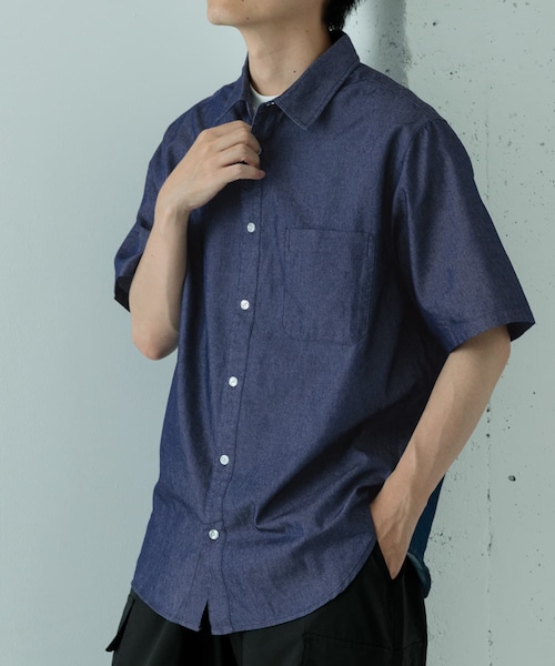 ITEMS URBANRESEARCH（アイテムズ アーバンリサーチ）の「TCインディゴレギュラーカラー半袖シャツ（シャツ/ブラウス・メンズ・NVY/BLU/L.BLUE・M/L）」の6枚目の写真