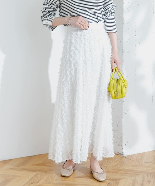 URBAN RESEARCH ROSSO（アーバンリサーチロッソ）の「F by ROSSO　リボンジャガードフレアスカート（スカート・レディース・WHITE/GRAY・36/38）」の4枚目の写真