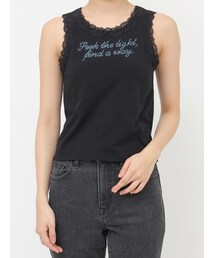 jouetie | レースラインストーンロゴブラトップ(タンクトップ)