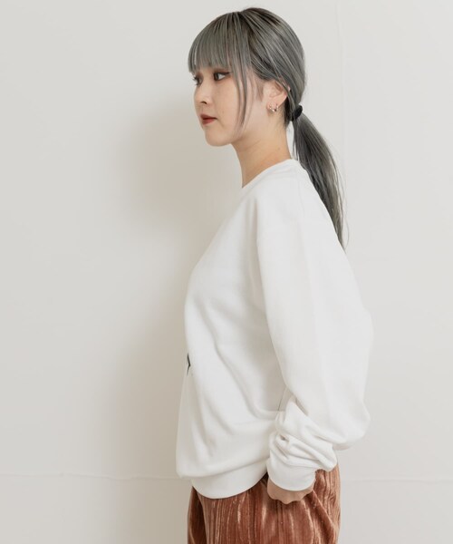 THE GOODLAND MARKET（ザグッドランドマーケット）の「77circa　cats eye print sweat（スウェット・レディース・white1/black1・L/XL）」の8枚目の写真