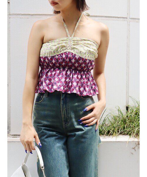 EVRIS（エヴリス）の「オリジナルパターントップス（キャミソール・レディース・オレンジ/ブルー/パープル・F）」の13枚目の写真