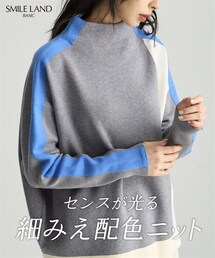 nissen | 細見せ配色ニット＜大きいサイズ＞(ニット/セーター)