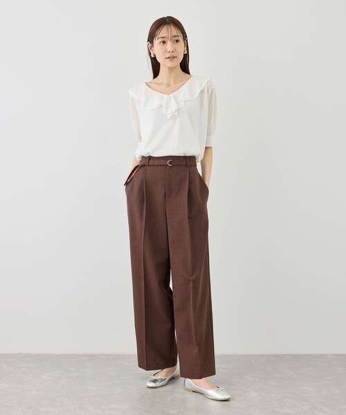 ROPE' PICNIC(ロペピクニック)の「5分袖フリルニット(ニット/セーター・レディース・ブラック/オフホワイト/キナリ/ラベンダー・F)」の16枚目の写真