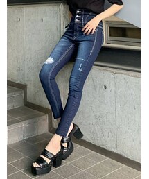 EMODA | フリンジレースアップハイウエストパギンス(デニムパンツ)