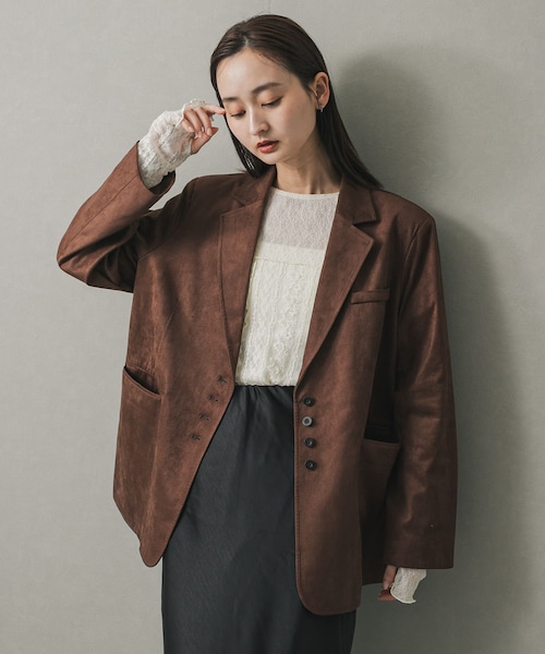 SENSE OF PLACE by URBAN RESEARCH（センスオブプレイスバイアーバンリサーチ）の「FSルーズジャケット（テーラードジャケット・レディース・BLACK/CAMEL/BROWN・one）」の13枚目の写真