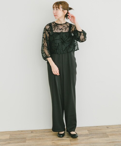 ITEMS URBANRESEARCH（アイテムズ アーバンリサーチ）の「チュールトップス×オールインワンセット（サロペット/オーバーオール・レディース・BLK/BEG・FREE）」の7枚目の写真
