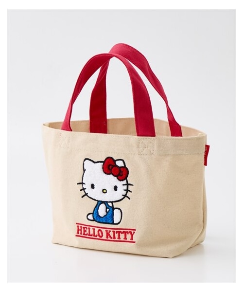 nissen（ニッセン）の「HELLO KITTY(ハローキティ）サガラ刺しゅうシンプルランチトートバッグ（トートバッグ・メンズ・生成り×レッド(ハローキティ)/生成り×ピンク(日焼け ハローキティ)/レオパード(日焼け ハローキティ)・Y）」の4枚目の写真