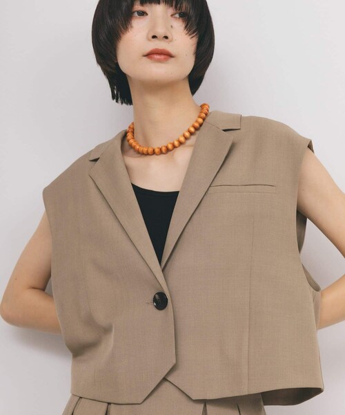 KBF（ケイビーエフ）の「ルーズテーラードベスト（テーラードジャケット・レディース・SAND/BLACK・one）」の14枚目の写真