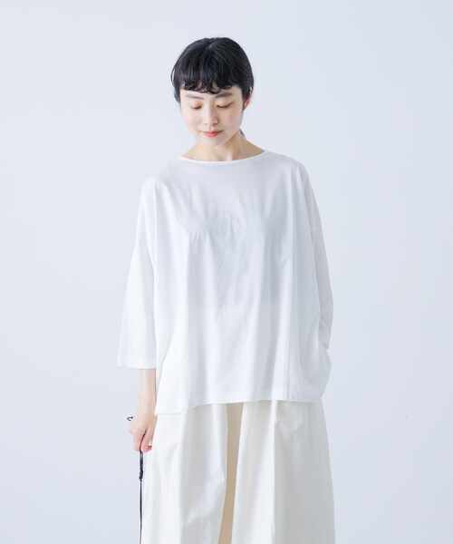 かぐれ（カグレ）の「ボートネック7分袖ワイドカットソー（Tシャツ/カットソー・レディース・OFF/PINK/SMOKE NAVY・FREE）」の5枚目の写真