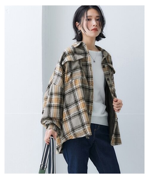 【メーカー再生品】 nissen（ニッセン）の「多ポケット先染めチェックシャツ ジャケット・アウター