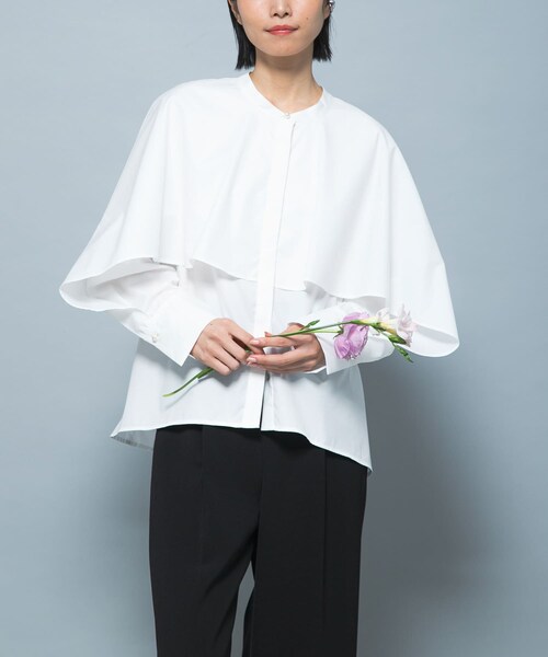 URBAN RESEARCH ROSSO（アーバンリサーチロッソ）の「『別注』CHIGNON×ROSSO　ラッフルシャツブラウス（シャツ/ブラウス・レディース・OWHITE/LBLUE・Free）」の4枚目の写真