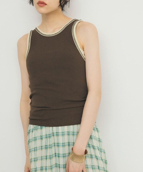 KBF（ケイビーエフ）の「バイカラータンクトップ（タンクトップ・レディース・L.BEIGE/BLUE GRAY/D.BROWN・one）」の9枚目の写真