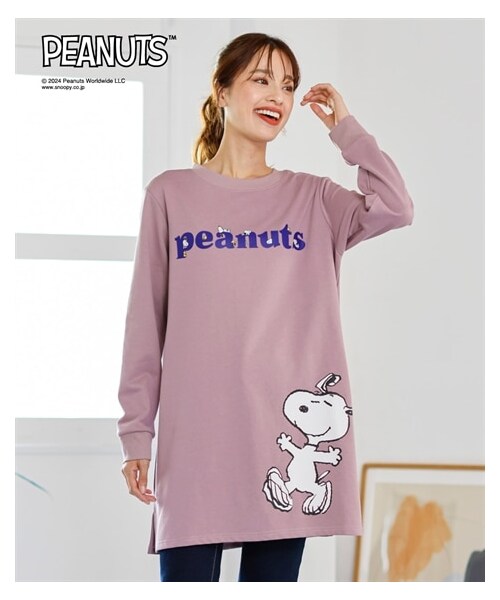 nissen（ニッセン）の「大きいサイズ デザインチュニック/PEANUTS（チュニック・レディース・ネイビー/グレイッシュパープル/ソフトカーキ/スモーキーブルー/黒/オートミール・L~LL相当/3L~4L相当/5L~6L相当/8L相当/10L相当）」の20枚目の写真