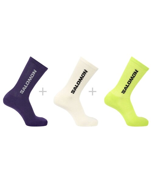 ADAM ET ROPE'（アダムエロペ）の「【SALOMON】EVERYDAY CREW 3PACK SOCKS（ソックス/靴下・レディース・ブラック/キミドリ・L/M）」の3枚目の写真