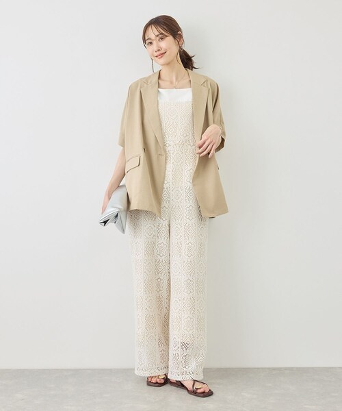 ROPE' PICNIC(ロペピクニック)の「幾何学レースオールインワン(つなぎ/オールインワン・レディース・キナリ/ブラウン・F)」の14枚目の写真